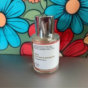 Fiery Leather & Rhubarb Fragrance Bottle - Clear Glass with Silver Cap